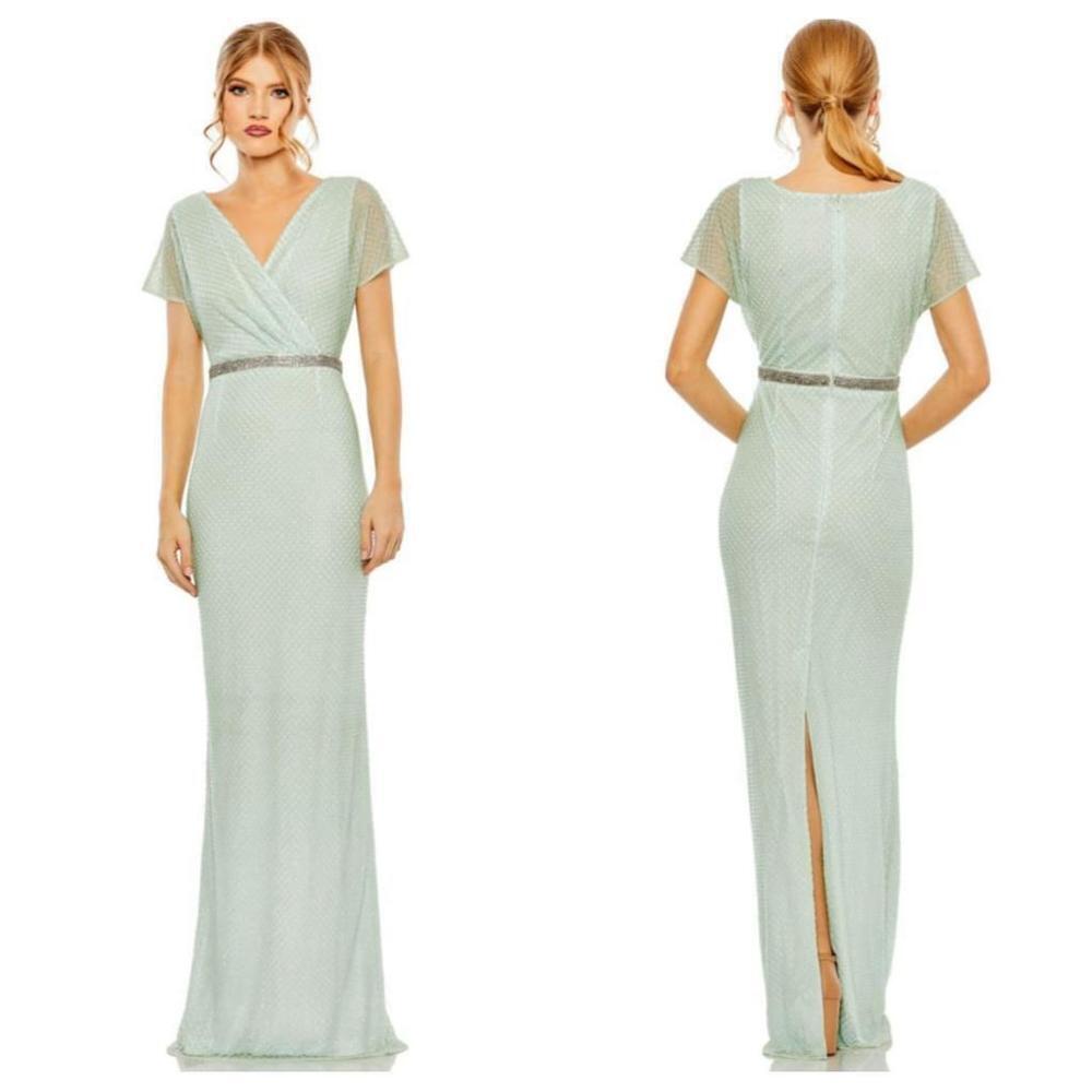 Mac Duggal 93994 Surplice Bodice Embellished Dress Sz 4